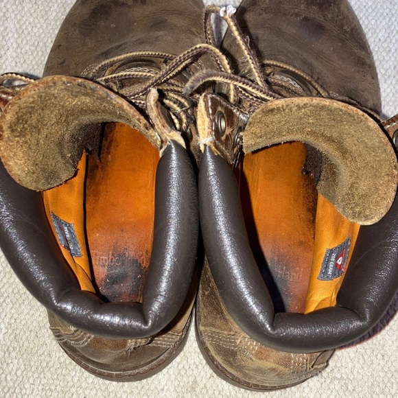 Timberland boys / girls size 5 1/2 Rustic Brown Leather Boots - FAIR condition - Picture 7 of 15